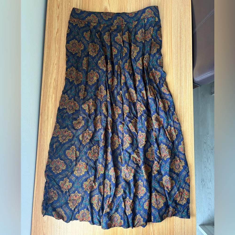 Worthington Navy Floral Medallion Maxi Skirt